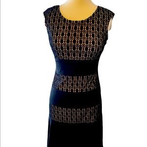 Black lace & knit dress